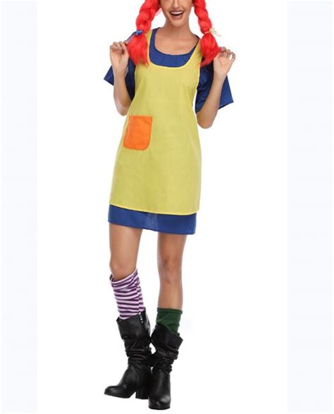 Pippi Longstocking Cosplay Costume For Adult Loasp