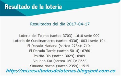 Quizás te pueda interesar el resultado de otras loterías que jugaron el mismo día: Resultados de las loterías de Colombia | Loteria hoy ...