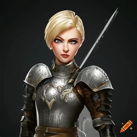 Blonde Woman With Short Hair Wearing Armor