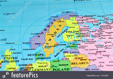 Signs And Info Scandinavian Peninsula Map Stock Picture