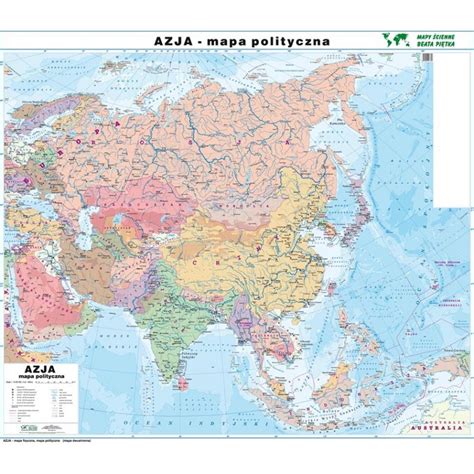 Mapa ścienna dw Azja pol fiz 1 8 mln wym 164x140cm Piętka