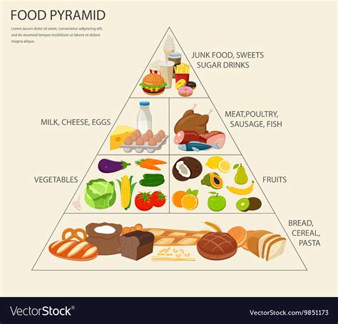 Food Pyramid Healthy Eating Infographic Royalty Free Vector