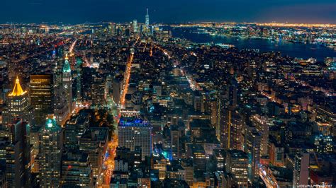 Aerial View Of New York City With Shimmering Lights During Nighttime 4k