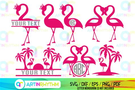 Flamingo Svg Bundle Summer Monogram Graphic By Artinrhythm Creative