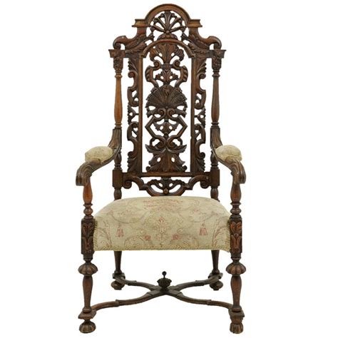 Victorian Carved Oak Throne Chair At 1stdibs