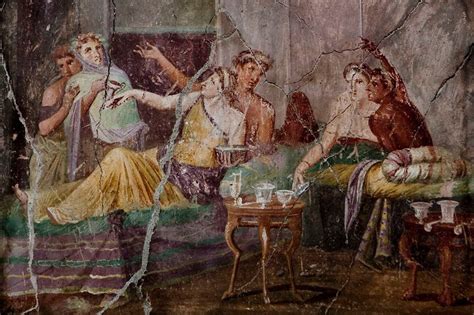 Rome Note The Three Legged Table Roman Fresco With Banquet Scene