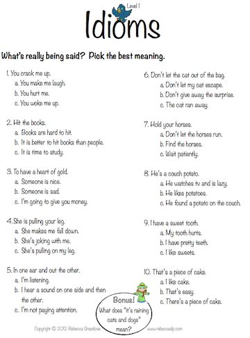 4th Grade Idioms Worksheets For Grade 4 - Thekidsworksheet