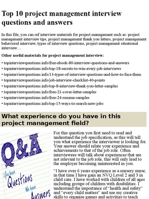 Top 10 Project Management Interview Questions And Answerspptx