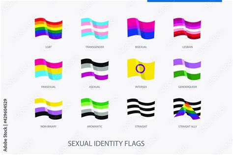 Flags Set Sexual Identity Pride Flag Lgbtq Symbols Gender Gay Transgender Bisexual