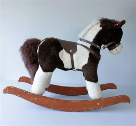 Vintage Rocking Horse Largemake Sounds Brown And White Soft Body