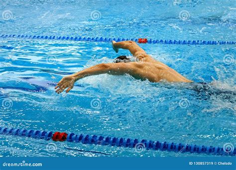 Male Swimmer Swim Butterfly Stroke Editorial Stock Image Image Of