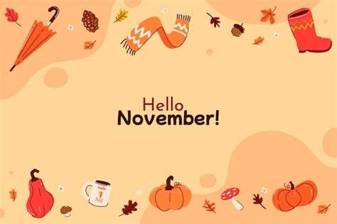 Free Vector Hand Drawn Hello November Background For Autumn