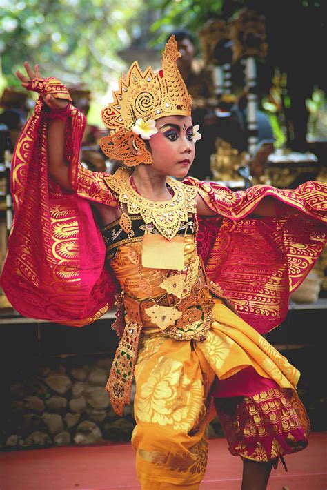 Bali Dancer Close Up Portrait Of Young Boy Dressed In Traditional