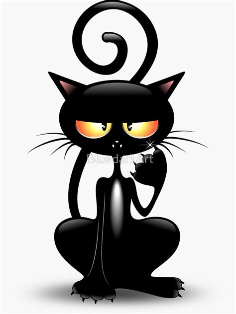 Cattish Angry Black Cat Cartoon Sticker By Bluedarkart Black Cat Art