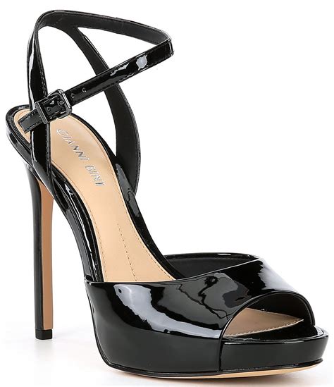 Womens Shoes Womens Patent Leather Peep Toe Ankle Strap Buckle Sandal
