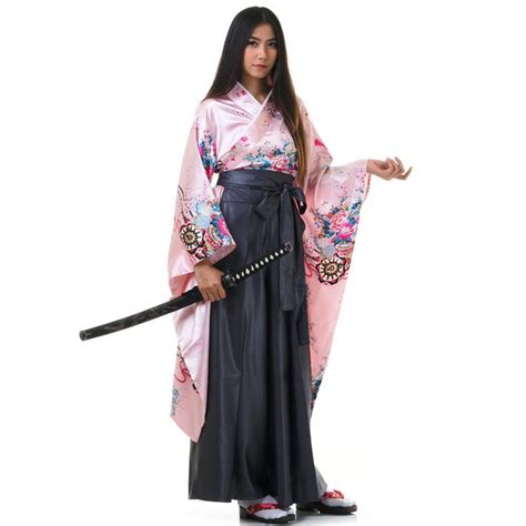 Female Samurai Short Kimono With Hakama Roupa De Samurai Roupas
