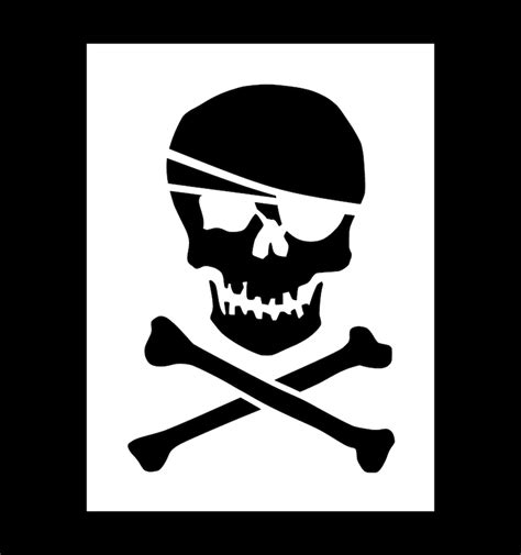 Pirate Skull And Crossbones Reusable Stencil Many Sizes To Etsy