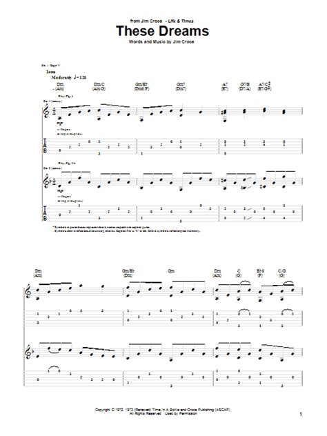 These Dreams By Jim Croce Guitar Tab Guitar Instructor
