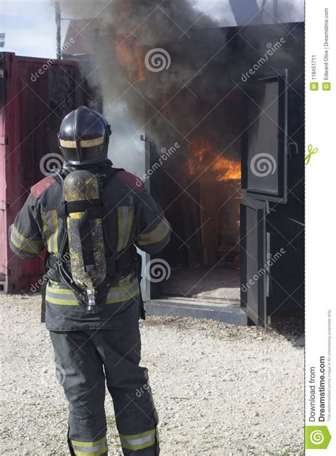 This is the fire triangle. Fireman Fire Training Station Drill Stock Image - Image of ...