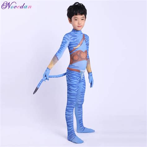 Girls Avatar 2 Neytiri Costumes Tail Suit Boys Jake Sully Cosplay