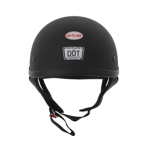 Outlaw Helmets T70 Matte Black Motorcycle Half Helmet For Men And Women