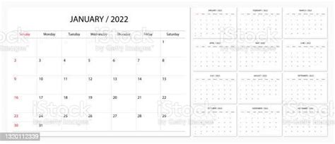 Kalender 2022 Week Start Zondag Corporate Design Planner Sjabloon