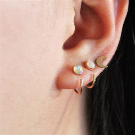 Conch Hoop Conch Earring Opal Hoop Earrings Conch Piercing Etsy