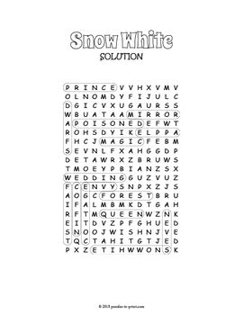 Snow White Word Search By Puzzles To Print Teachers Pay Teachers