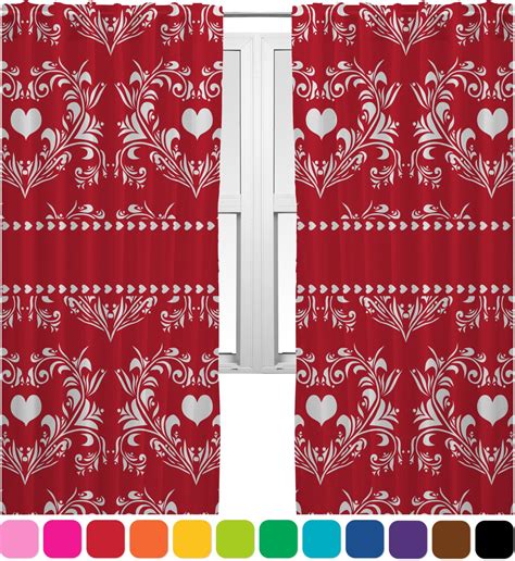 Heart Damask Curtains 20x84 Panels Unlined 2 Panels Per Set