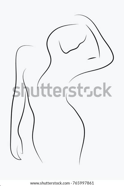 Female Figure Outline Young Girl Stylized Stock Vector Royalty Free