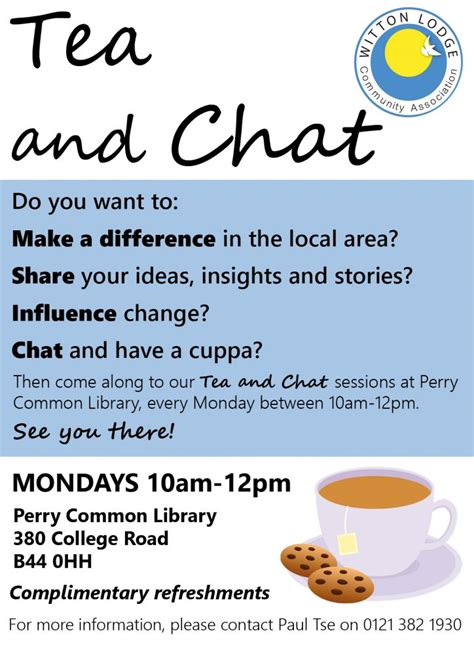 Witton Lodge Community Association Tea And Chat At Perry Common Library