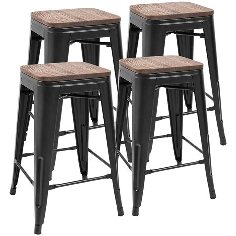 Sizes and materials measure the height of your table or counter to ensure the stools you choose fit correctly. Set of 4 Walnew 24'' Indoor Outdoor Stackable Industrial ...