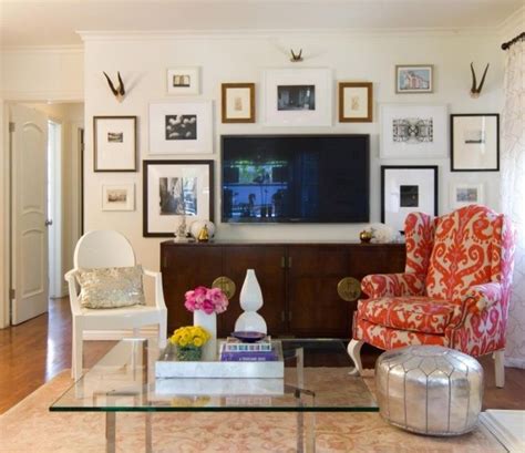 How to decorate a tall wall above a tv. 8 great ways to incorporate a flat screen television into a room. | Eclectic living room, Living ...