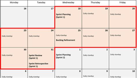 Sprint Schedule Template