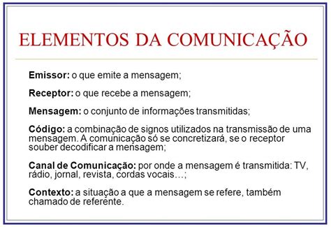 Eu Curto Português Principais Elementos Da Comunicação