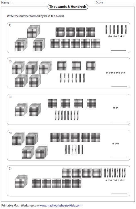 Thousands Hundreds Tens Ones Sheet 1 Sheet 2 Sheet 3 Math