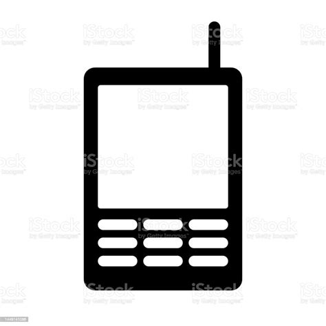 Cell Phone Silhouette Icon With Antenna Vector Stock Illustration