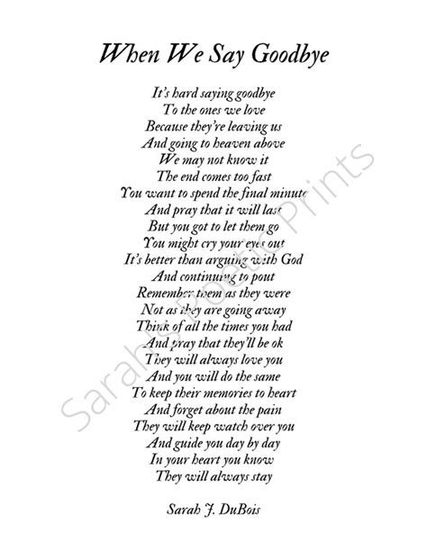 Poem Digital Print When We Say Goodbye Etsy