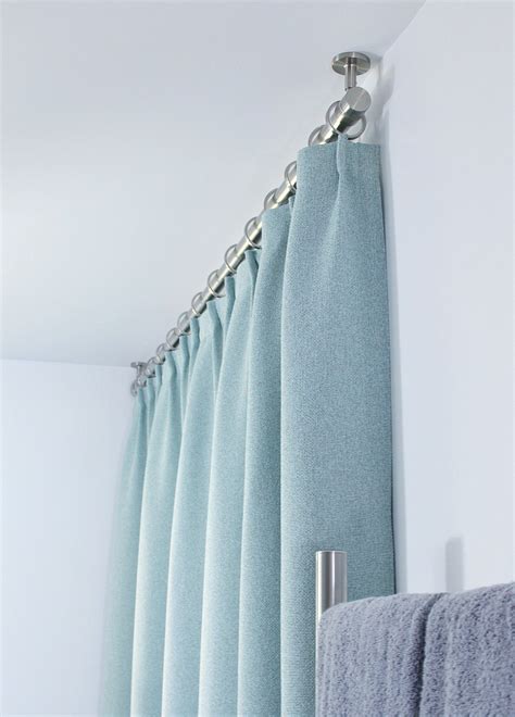 Aluminum dual mount curved shower rod in chrome. Bathroom Update: Ceiling Mounted Shower Curtain Rod ...