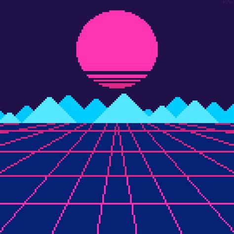An Old School Computer Game With Mountains And Sun In The Background