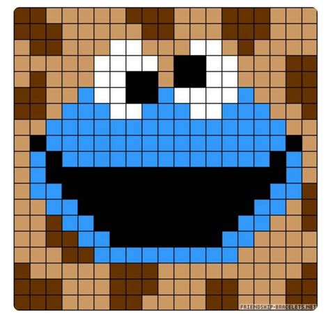 Cookie Monster C C Pixel Crochet Perler Bead Patterns Pixel Art Pattern
