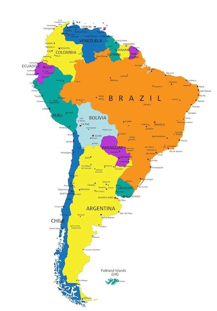 Mapa Pol Tico Colorido Da Am Rica Do Sul Com Ilustra O Vetorial De Camadas Separadas Claramente