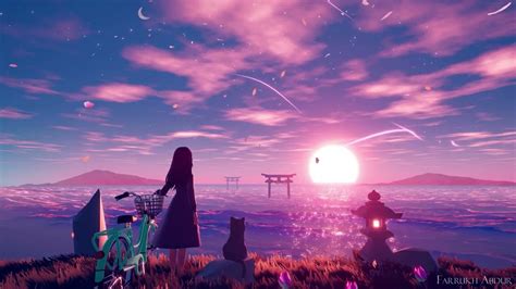 Relaxing Anime Sky Live Wallpaper Background For Windows And Mac 4k Uhd
