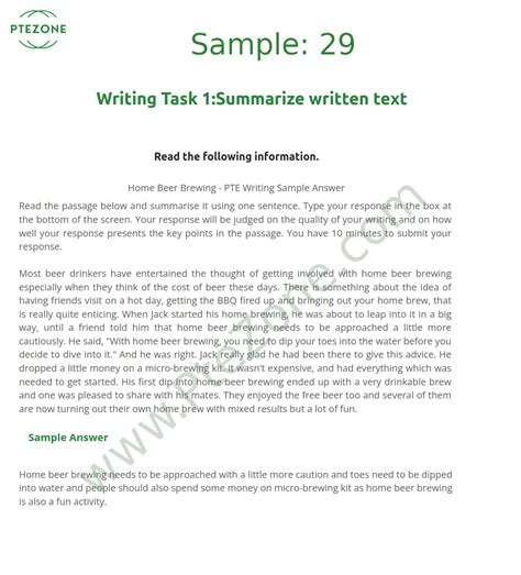Pte Summarize Written Text Task Sample Freeptetest