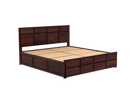 Buy Andrott Sheesham Wood Bed With Box Storage Queen Size Walnut Finish Online In India Plusone