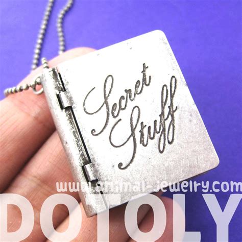 Book Of Secret Stuff Shaped Pendant Locket Necklace In Silver Doto