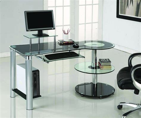 Sleek Modern Black Glass And Chrome Executive Desk
