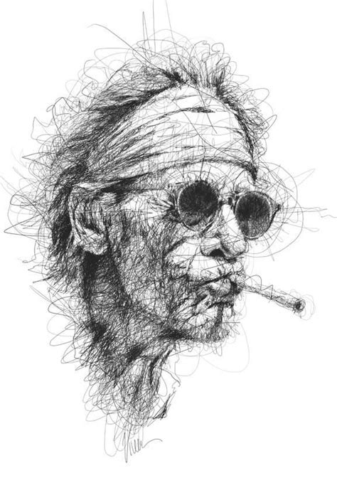Drawing In Pencil Scribbles Keith Richards By Vince Low Scribble