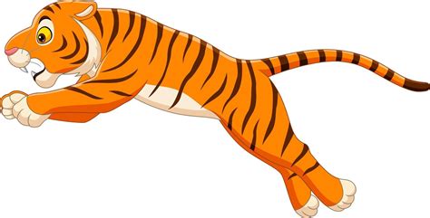 Caricatura Divertido Tigre Saltar Blanco Plano De Fondo 5161977