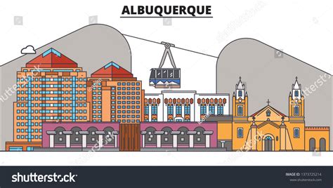 Albuquerque United States Flat Landmarks Vector Stock Vector Royalty